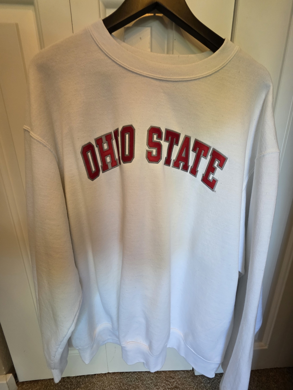 Ohio State White Crewneck Sweatshirt with Embroidered Letters - Size 2XL